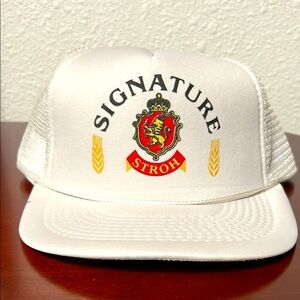 Vintage STROH SIGNATURE BEER MESH SNAPBACK Baseball Cap Trucker Hat Lid